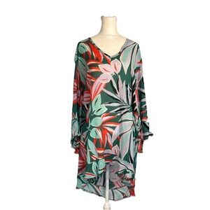 NWT Anne Cole Flounce V-Neck Zesty Tropical Swim Beach Cover-up Size XL/XXL